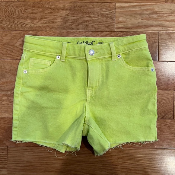 Girls Cat & Jack Neon Green Denim Shorts - Picture 1 of 4